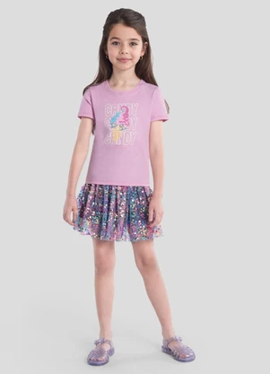 Mundi - Blusa Infantil Menina em Meia Malha Rosa - MUNDI