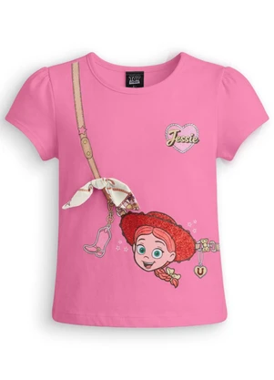 Brandili - Blusa Infantil Menina em Meia Malha Rosa - BRANDILI
