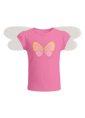 Brandili - Blusa Infantil Menina em Meia Malha Rosa - BRANDILI