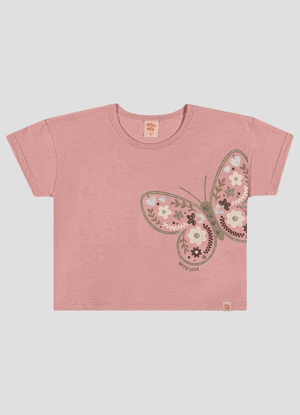 Kely Kety - Blusa Infantil Menina em Meia Malha Rosa