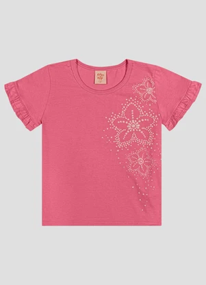 Kely Kety - Blusa Infantil Menina em Meia Malha Rosa - KELY KETY