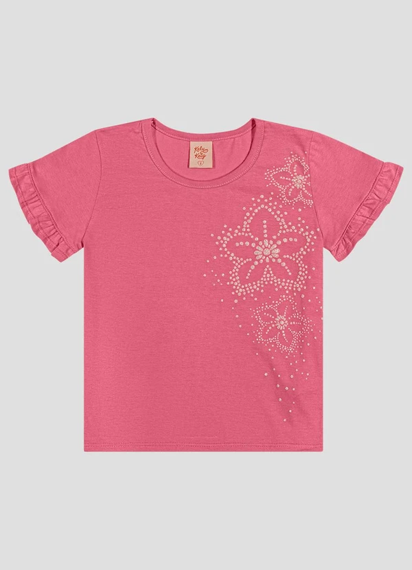 Kely Kety - Blusa Infantil Menina em Meia Malha Rosa