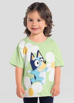 Brandili - Blusa Infantil Menina em Meia Malha Verde - BRANDILI