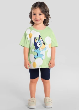 Brandili - Blusa Infantil Menina em Meia Malha Verde - BRANDILI