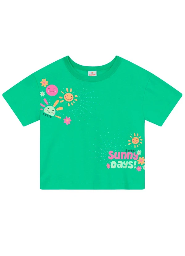 Brandili - Blusa Infantil Menina em Meia Malha Verde