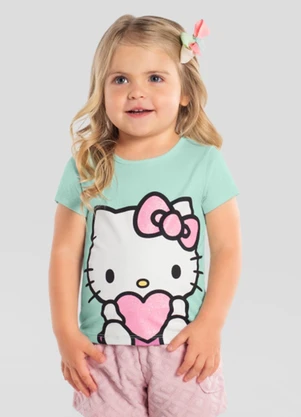Brandili - Blusa Infantil Menina em Meia Malha Verde - BRANDILI