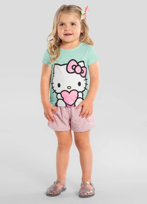 Brandili - Blusa Infantil Menina em Meia Malha Verde - BRANDILI