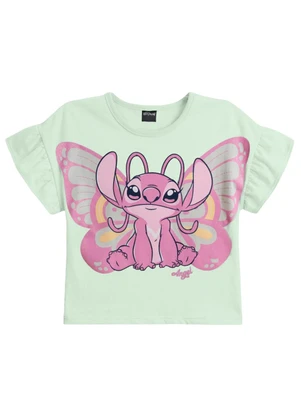 Brandili - Blusa Infantil Menina em Meia Malha Verde - BRANDILI
