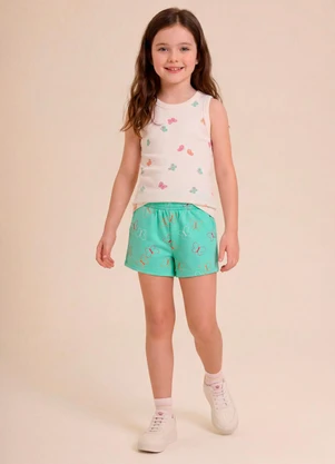 Brandili - Blusa Infantil Menina em Ribana Estampada - BRANDILI