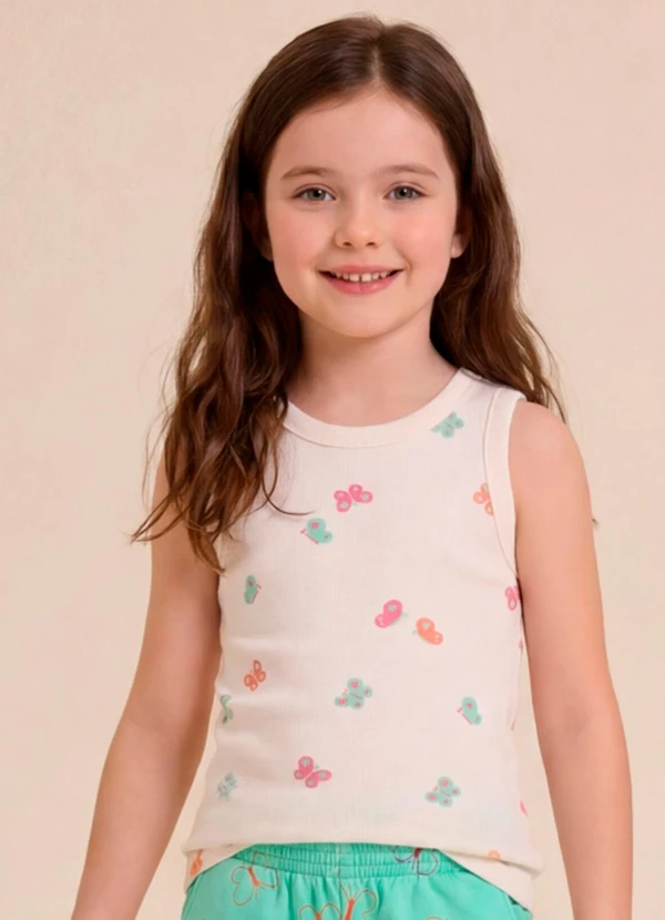 Brandili - Blusa Infantil Menina em Ribana Estampada