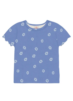 Brandili - Blusa Infantil Menina em Ribana Florida Azul - BRANDILI