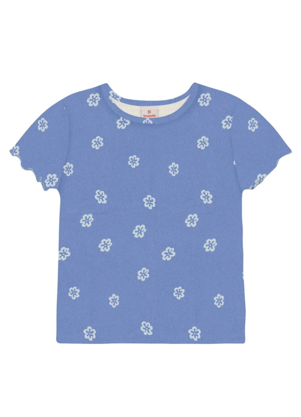 Brandili - Blusa Infantil Menina em Ribana Florida Azul 1