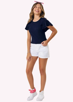 Kyly - Blusa Infantil Menina em Ribana Marinho - KYLY