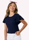 Kyly - Blusa Infantil Menina em Ribana Marrom - variação: Marinho