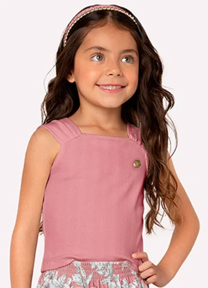 Blusa Infantil Menina em Ribana Milon (Rosa) - MILON