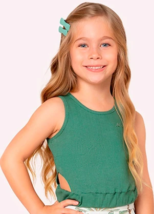 Blusa Infantil Menina em Ribana Milon (Verde) - MILON