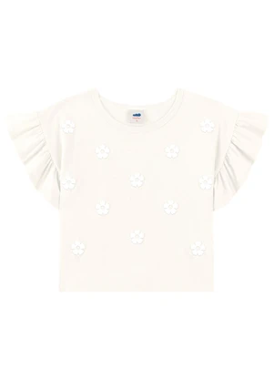 Marlan - Blusa Infantil Menina Estampa Puff Strass Bege - MARLAN