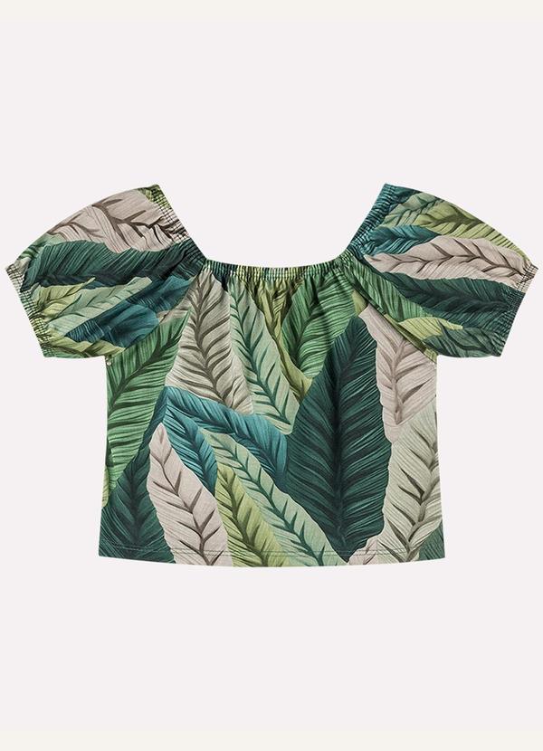 Nanai - Blusa Infantil Menina Estampa Tropical Verde