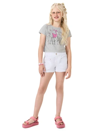 Kyly - Blusa Infantil Menina Flamingos Cinza - KYLY
