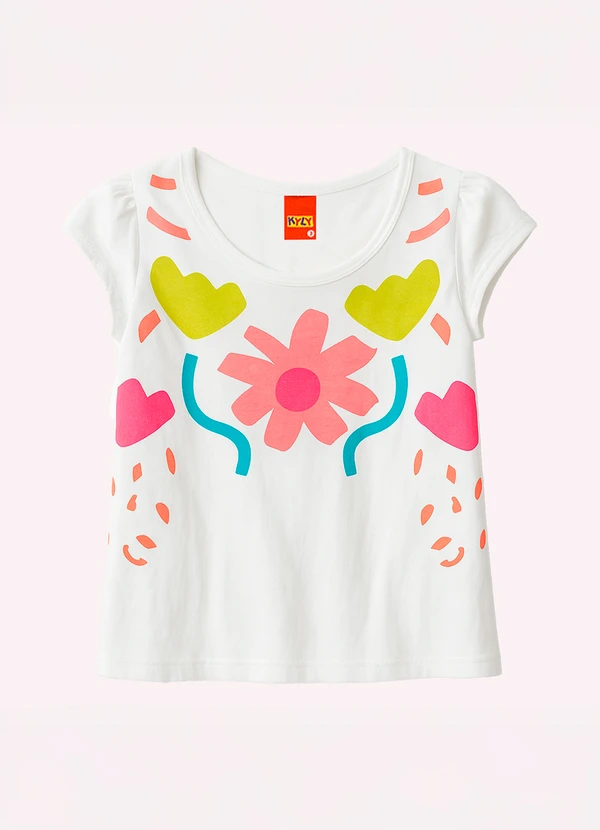 Kyly - Blusa Infantil Menina Flor Branco