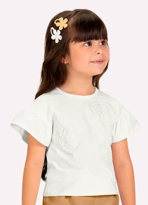 Milon - Blusa Infantil Menina Flores Branco - MILON