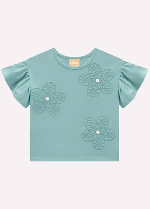 Milon - Blusa Infantil Menina Flores Verde - MILON