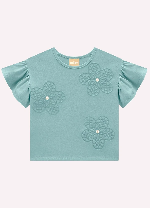Milon - Blusa Infantil Menina Flores Verde