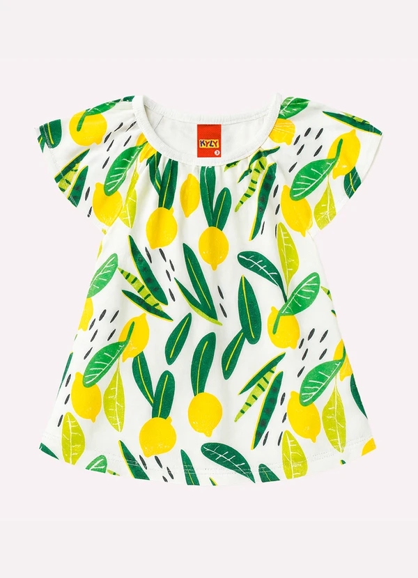 Kyly - Blusa Infantil Menina Folhagem Branco