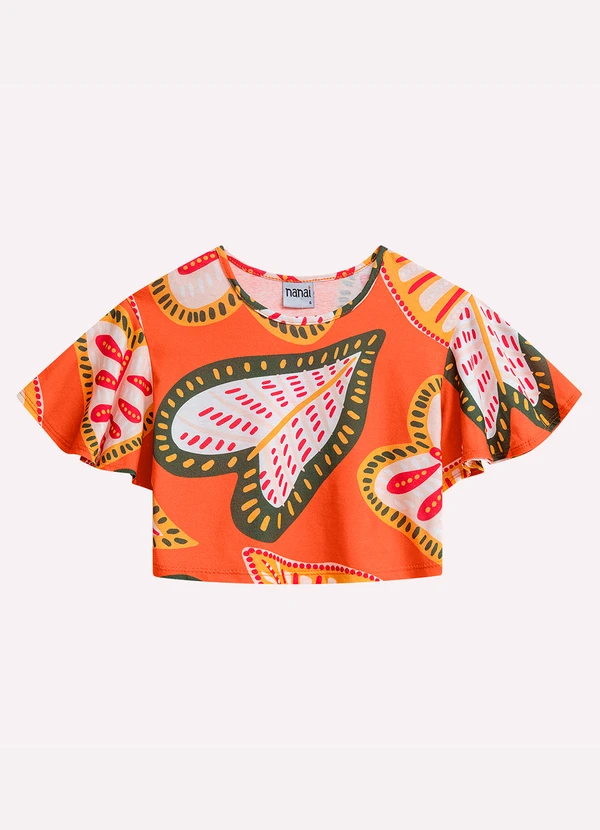 Nanai - Blusa Infantil Menina Folhas Nanai Laranja 3