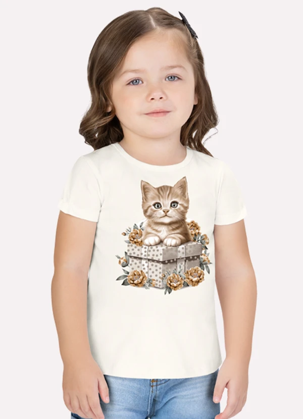 Milon - Blusa Infantil Menina Gatinha Milon Bege