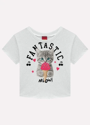 Kyly - Blusa Infantil Menina Gatinho Cinza - KYLY