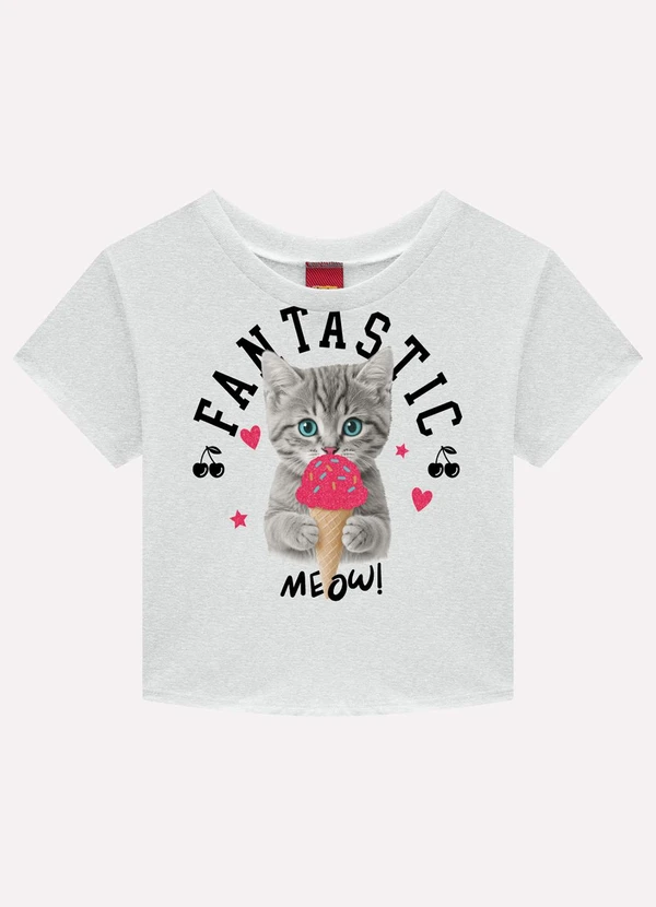 Kyly - Blusa Infantil Menina Gatinho Cinza