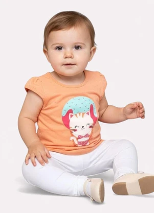 Kyly - Blusa Infantil Menina Gatinho Laranja - KYLY