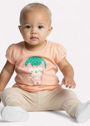 Kyly - Blusa Infantil Menina Gatinho Laranja - KYLY