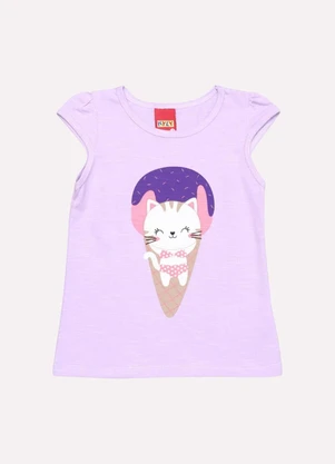 Kyly - Blusa Infantil Menina Gatinho Lilás - KYLY