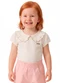 Colorittá - Blusa Infantil Menina Gola Bordada Rosa - variação: Bege