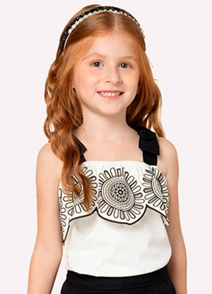 Blusa Infantil Menina Laço Milon (Off White) - MILON