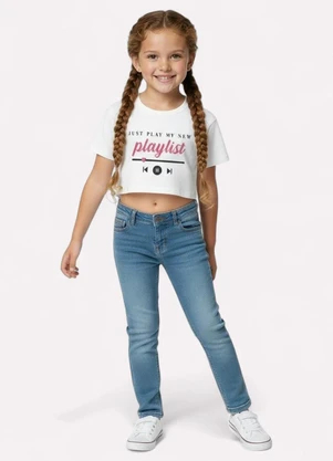Kyly - Blusa Infantil Menina Lettering Off White - KYLY
