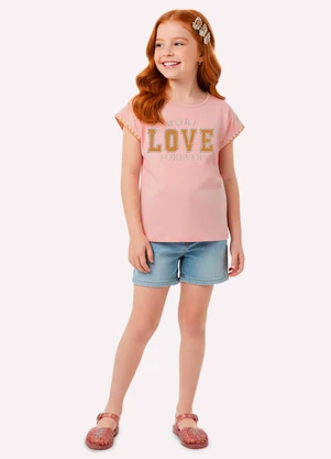 Kyly - Blusa Infantil Menina Lettering Rosa - KYLY