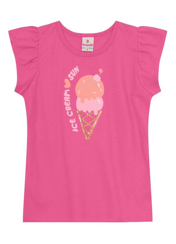 Brandili - Blusa Infantil Menina Malha Sorvete Rosa