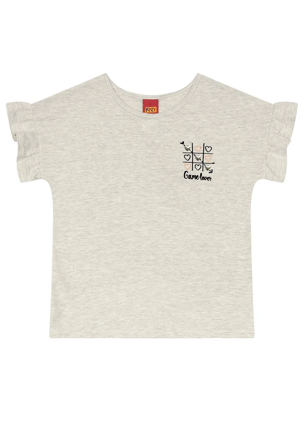 Kyly - Blusa Infantil Menina Manga Babado Cinza