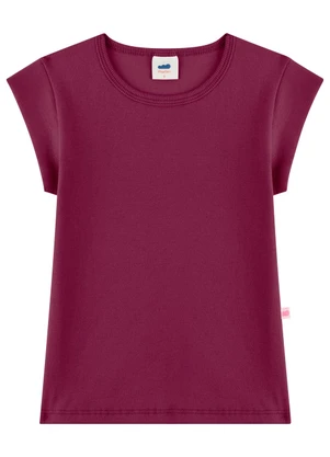 Marlan - Blusa Infantil Menina Manga Curta em Punho Roxo - MARLAN