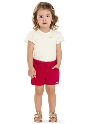 Colorittá - Blusa Infantil Menina Manga Godê Laise Branco - COLORITTÁ