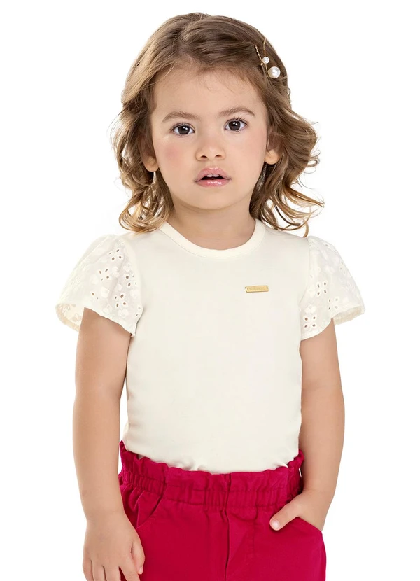 Colorittá - Blusa Infantil Menina Manga Godê Laise Branco