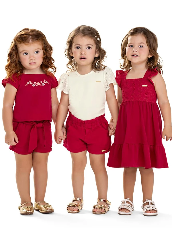 Colorittá - Blusa Infantil Menina Manga Godê Laise Vermelho 2