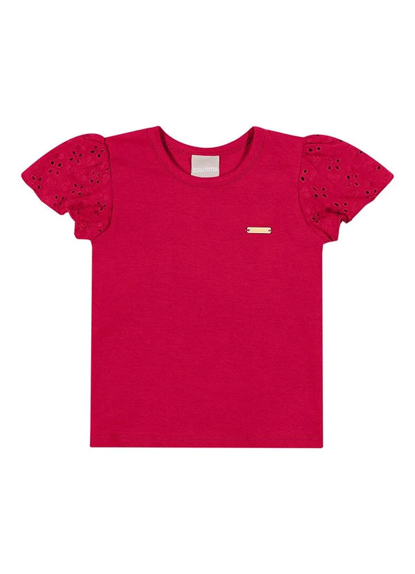 Colorittá - Blusa Infantil Menina Manga Godê Laise Vermelho 3