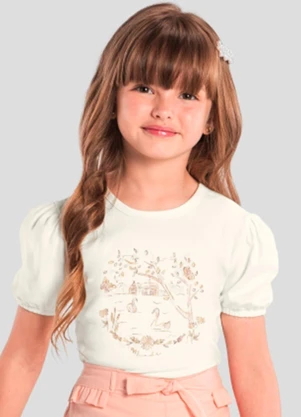 Brandili Mundi - Blusa Infantil Menina Metalizada Bege - BRANDILI MUNDI