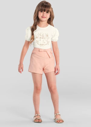 Mundi - Blusa Infantil Menina Metalizada Bege - MUNDI
