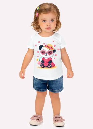 Kyly - Blusa Infantil Menina Pandinha Branco - KYLY