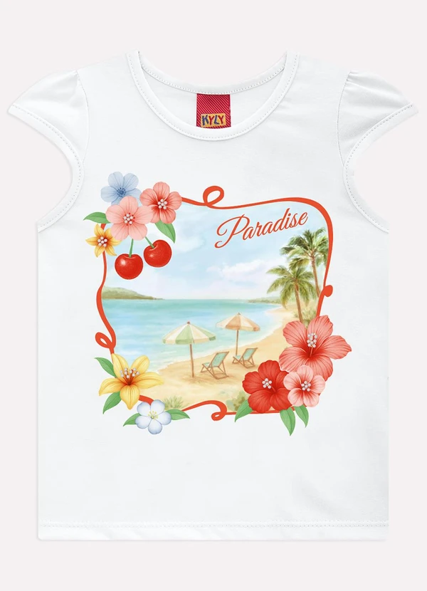 Kyly - Blusa Infantil Menina Praia Branco
